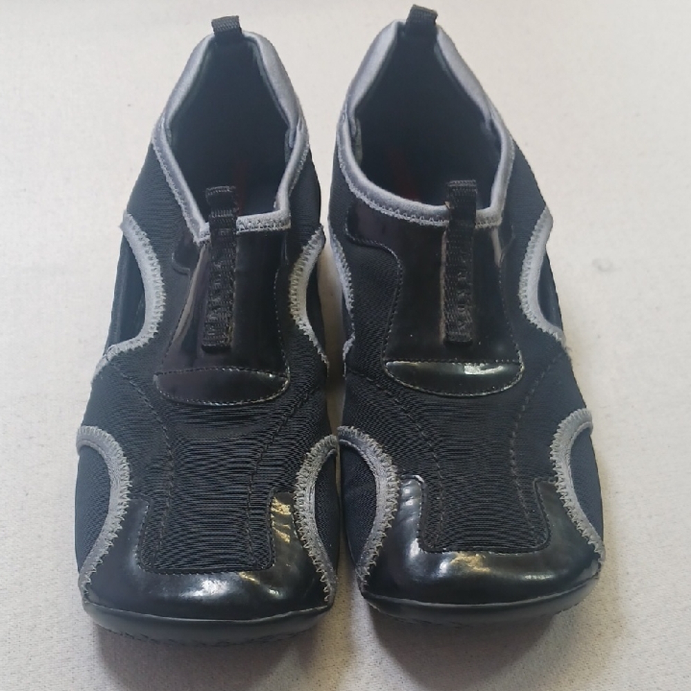 Prada Sport Shoes Unisex 38 Sleek Black and Gray Athletic Slip On Cloth